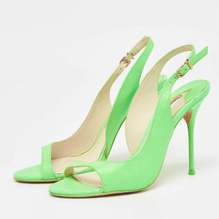 Sophia Webster Neon Green Leather Slingback D orsay Sandals Size 39 Sophia Webster TLC