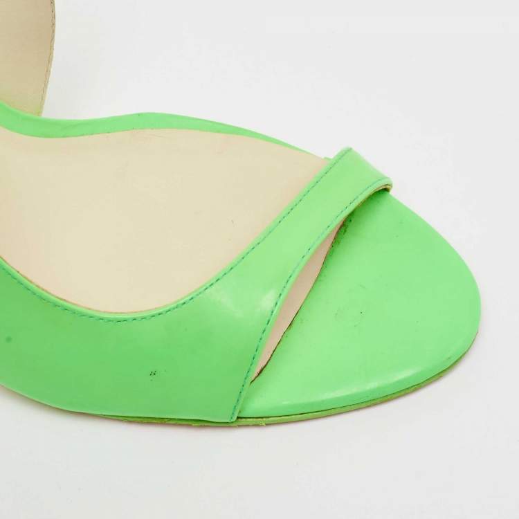Pre Owned Sophia Webster Neon Green Leather Slingback D'orsay Sandals Size 39