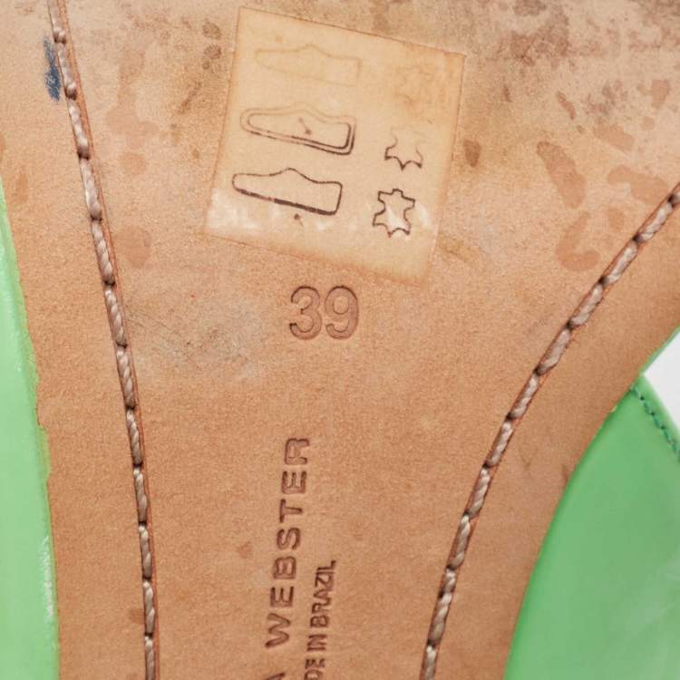 Pre Owned Sophia Webster Neon Green Leather Slingback D'orsay Sandals Size 39