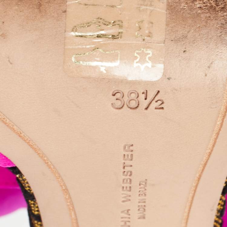 Pre Owned Sophia Webster Fuchsia Knotted Satin Ankle Strap Sandals Size 38.5