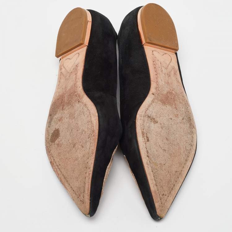Pre Owned Sophia Webster Black Suede Bibi Butterfly Pointed Toe Ballet Flats Size 39