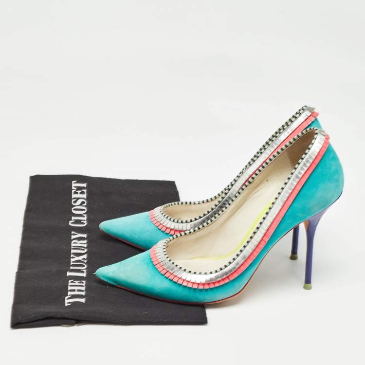 Pre Owned Sophia Webster Multicolor Suede and Leather Pointed Toe Pumps Size 37