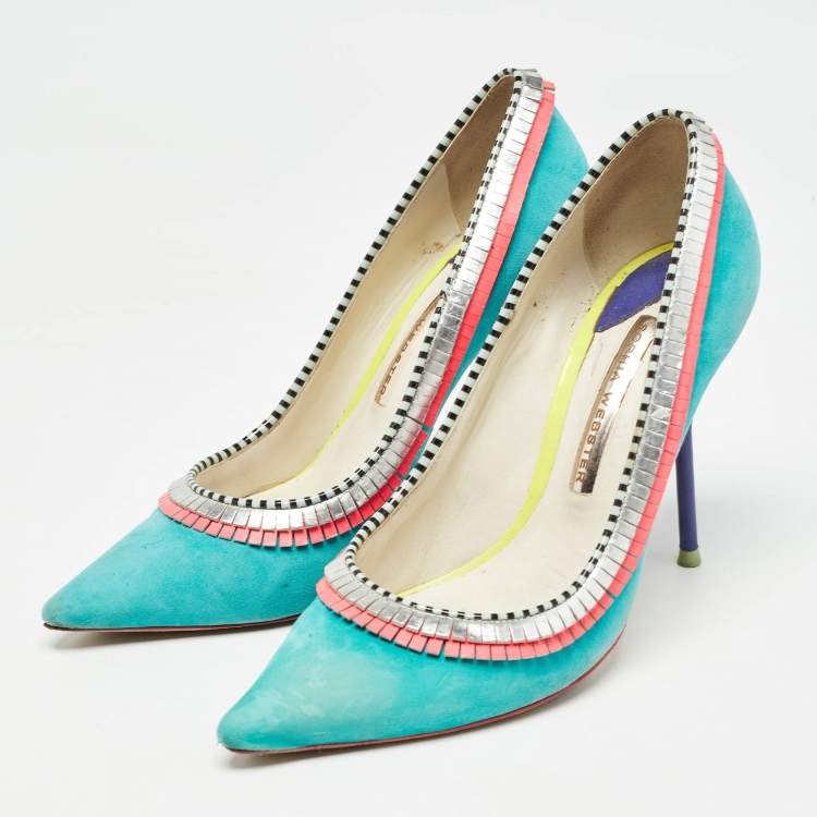 Pre Owned Sophia Webster Multicolor Suede and Leather Pointed Toe Pumps Size 37