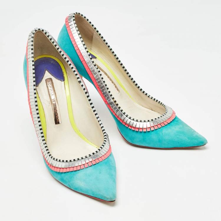 Pre Owned Sophia Webster Multicolor Suede and Leather Pointed Toe Pumps Size 37