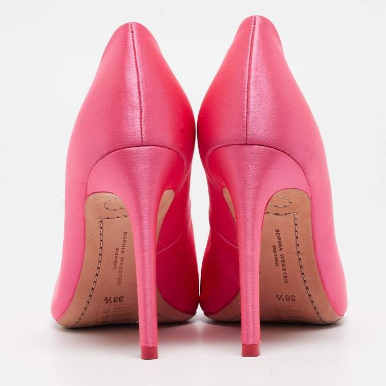 Pre Owned Sophia Webster Pink Satin Bow Pumps Size 38.5