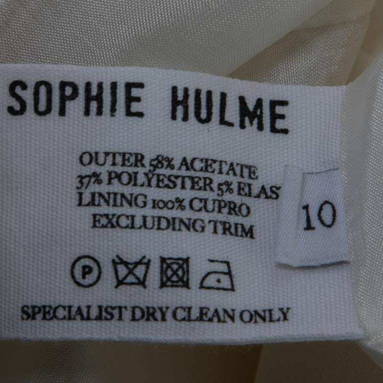 Pre Owned Sophie Hulme Ivory Stretch Gabardine Chain Embellished Inverted Pleat Front Skirt M