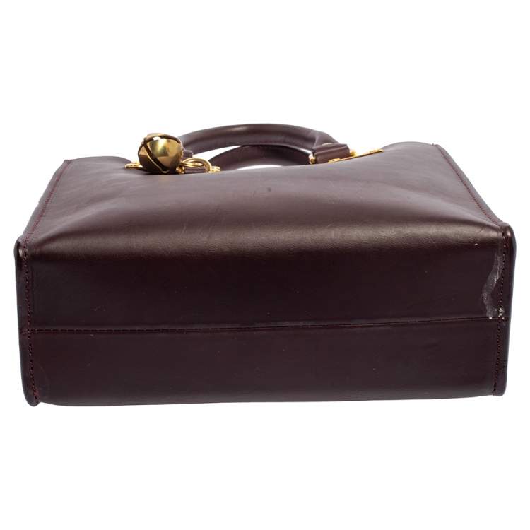 Pre Owned Sophie Hulme Burgundy Leather Albion Square Tote