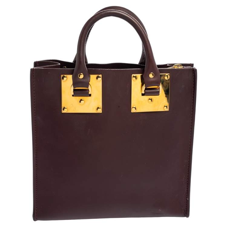 Pre Owned Sophie Hulme Burgundy Leather Albion Square Tote