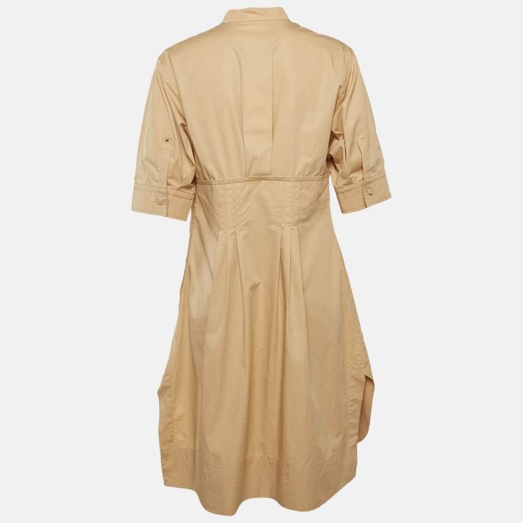 Pre Owned Sportmax Beige Cotton Buttoned Santos Dress M