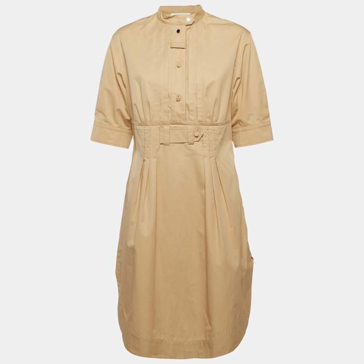 Pre Owned Sportmax Beige Cotton Buttoned Santos Dress M