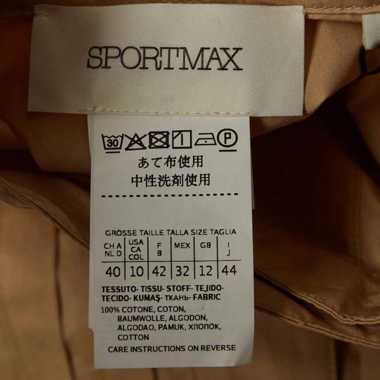 Pre Owned Sportmax Beige Cotton Buttoned Santos Dress M