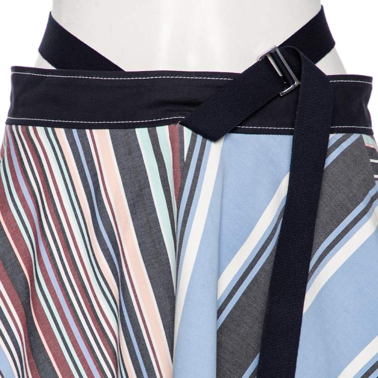 Pre Owned Sportmax Multicolored Striped Cotton Maxi Skirt L