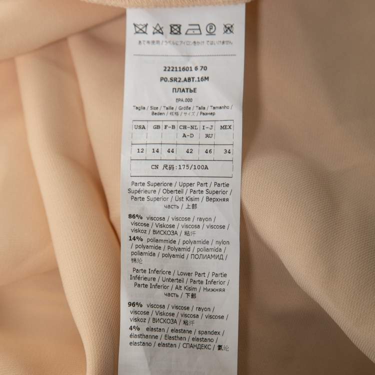 Pre Owned Sportmax Beige Multicolor Crepe & Patterned Knit Midi Dress L