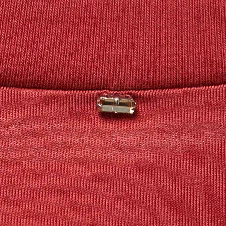 Pre Owned Sportmax Red Color Block Cotton Draped T-Shirt M