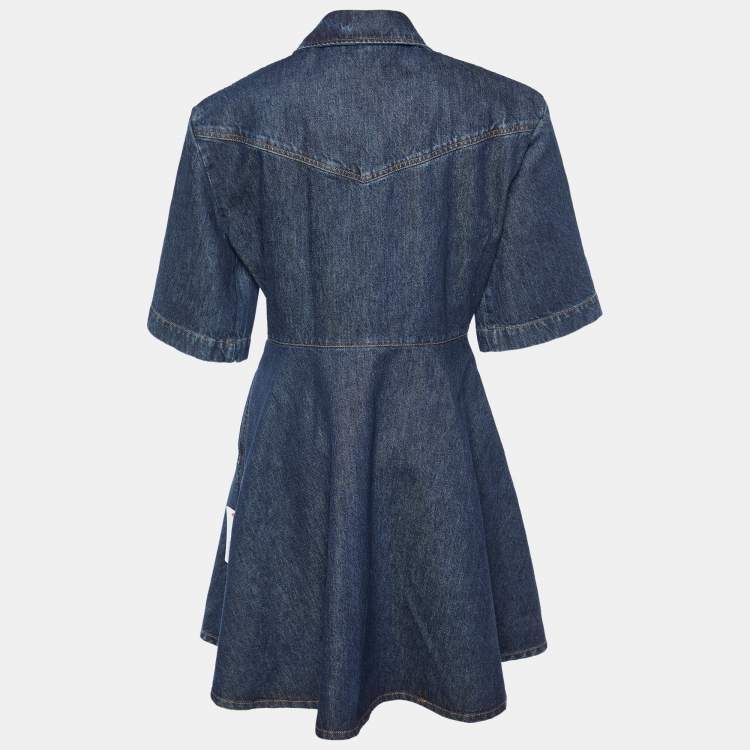 Pre Owned Sportmax Navy Blue Denim Panaro Mini Shirt Dress L