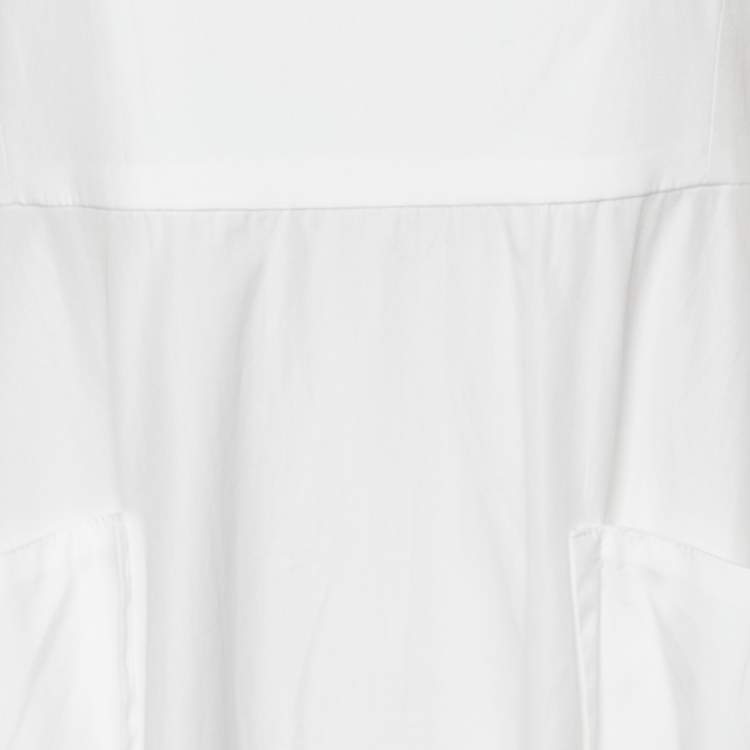 Pre Owned Sportmax White Cotton Sleeveless Midi Dress S