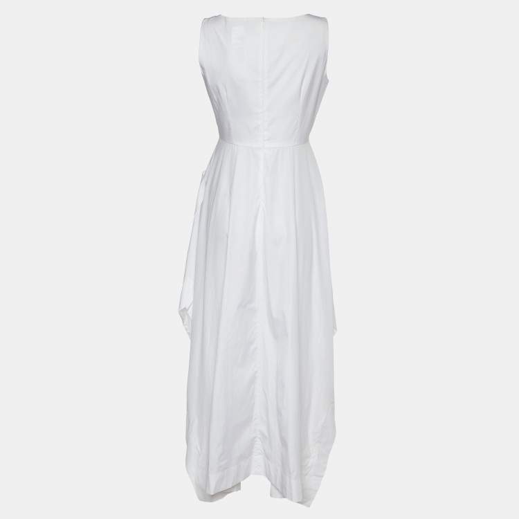 Pre Owned Sportmax White Cotton Sleeveless Midi Dress S