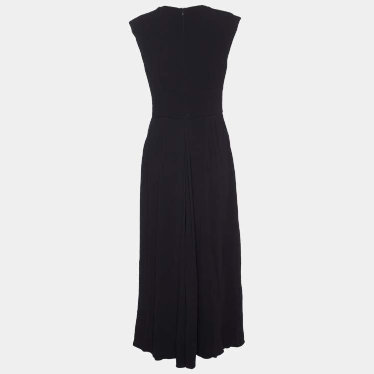 Pre Owned Sportmax Black Crinkle Crepe Sleeveless Jumpsuit S