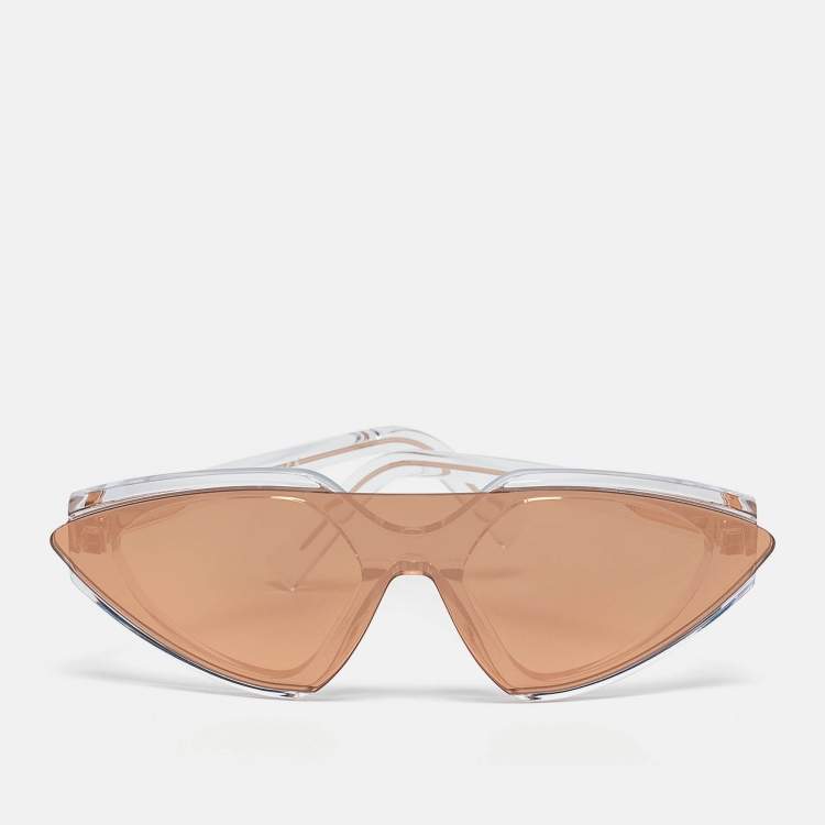 Pre Owned Sportmax Bronze/Transparent Mirror SM0001 Shield Sunglasses