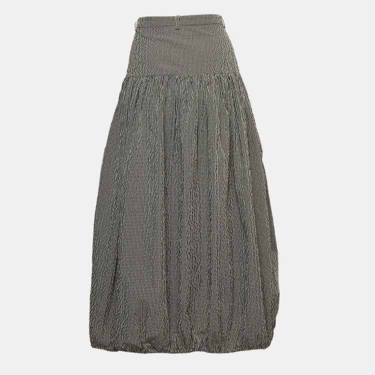 Pre Owned Sportmax Black/White Checked Synthetic Midi Skirt M