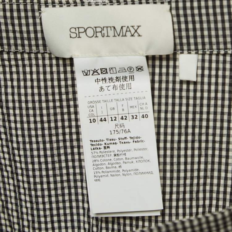 Pre Owned Sportmax Black/White Checked Synthetic Midi Skirt M