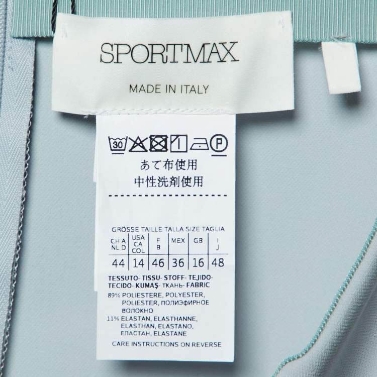 Pre Owned Sportmax Pale Blue Crepe Midi Skirt L