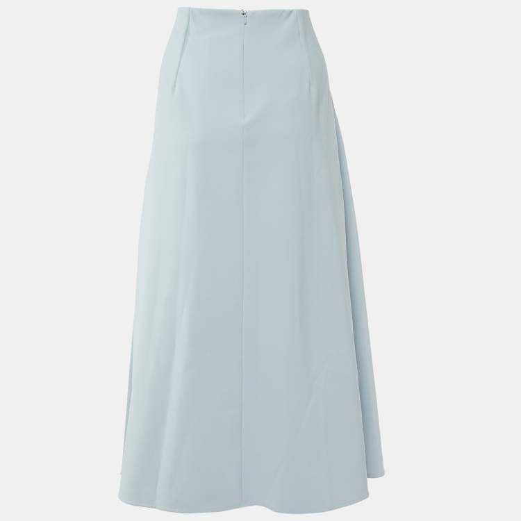 Pre Owned Sportmax Pale Blue Crepe Midi Skirt L