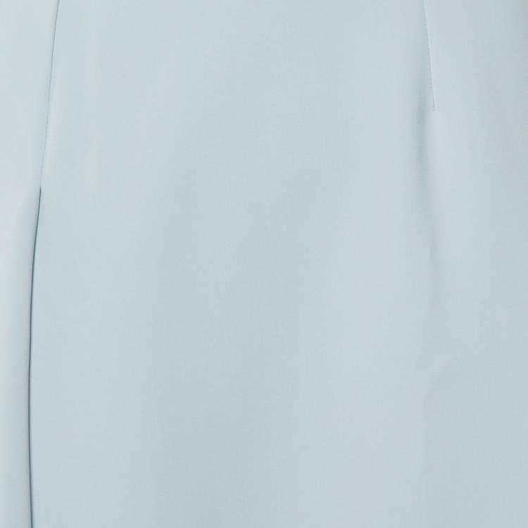Pre Owned Sportmax Pale Blue Crepe Midi Skirt L