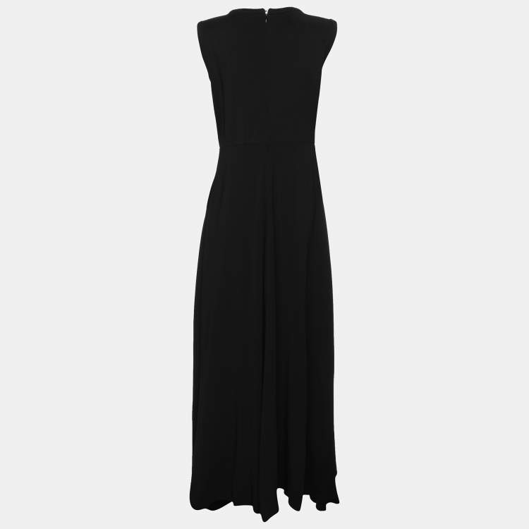 Pre Owned Sportmax Black Crepe Sleeveless Dress L