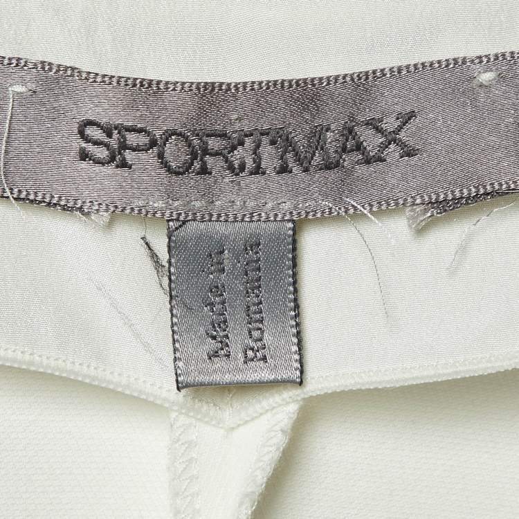 Pre Owned Sportmax White Gabardine Pleated Mini Dress S