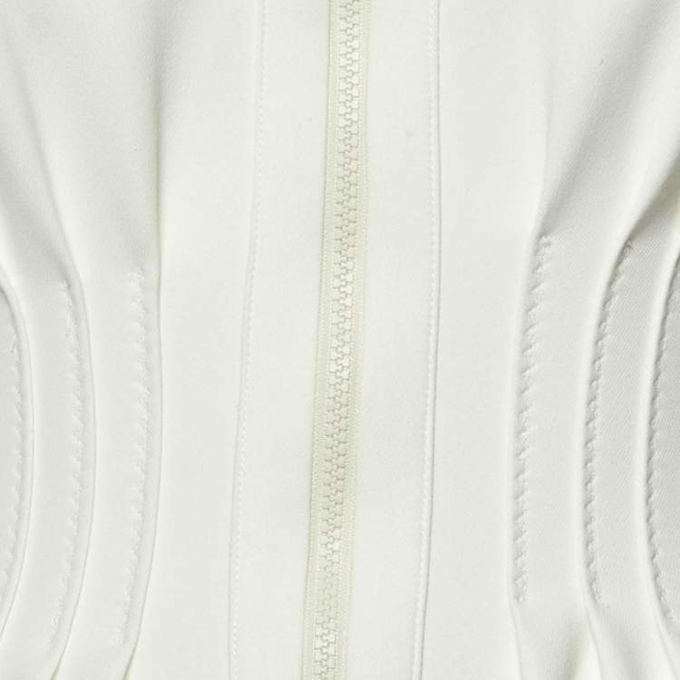 Pre Owned Sportmax White Gabardine Pleated Mini Dress S