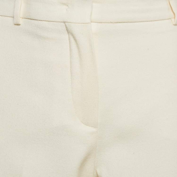 Pre Owned Sportmax Cream Wool Skinny Formal Trousers M