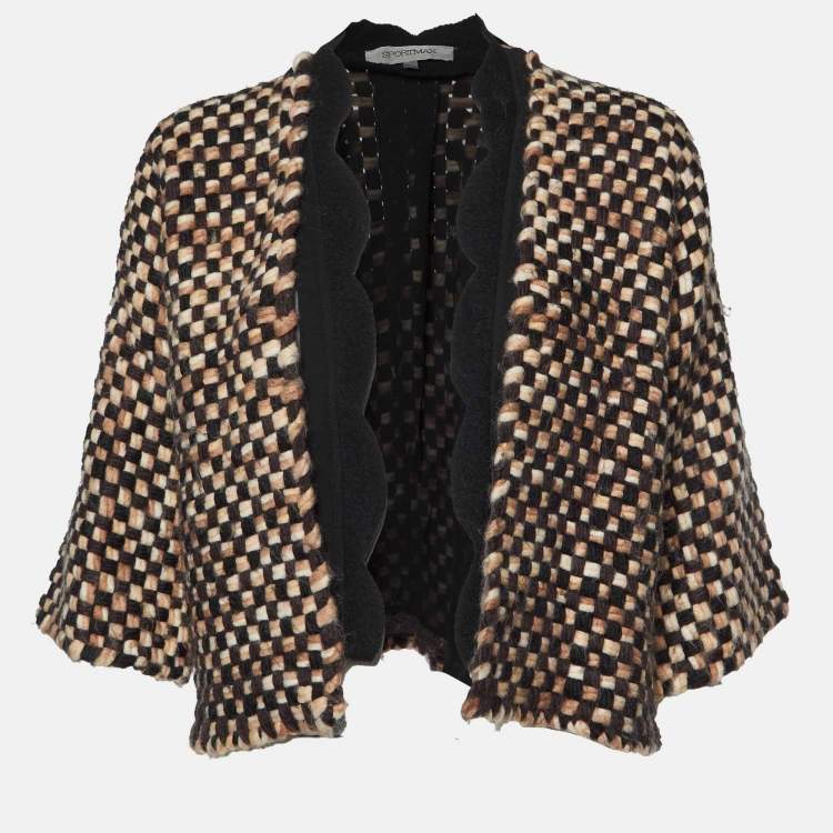 Pre Owned Sportmax Multicolor Checked Wool Blend Open Front Jacket S