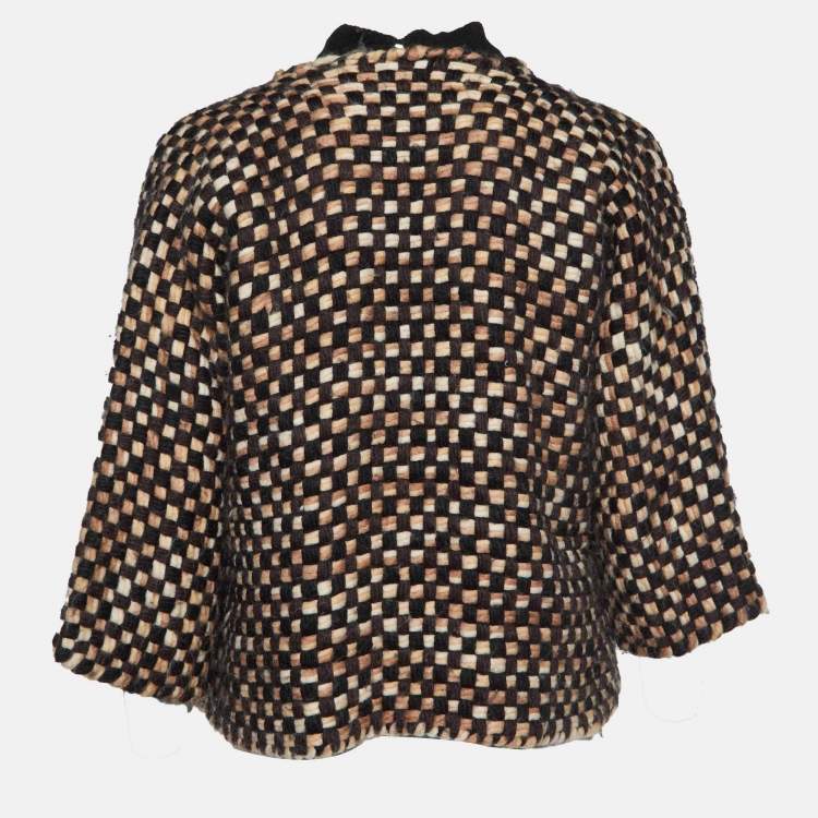 Pre Owned Sportmax Multicolor Checked Wool Blend Open Front Jacket S