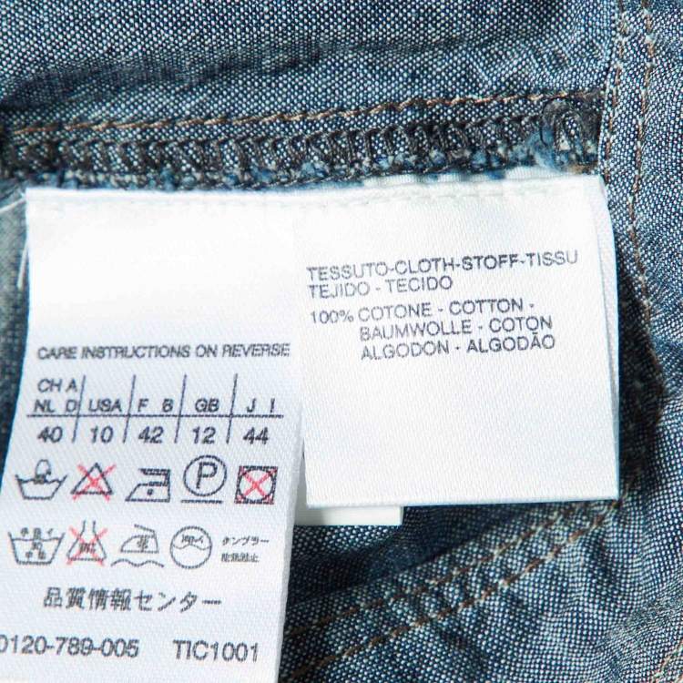 Pre Owned Sportmax Blue Cotton Collar Detail Button Front Blouse M