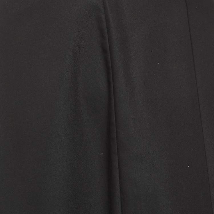Pre Owned Sportmax Black Gabardine Pleated Midi Skirt L