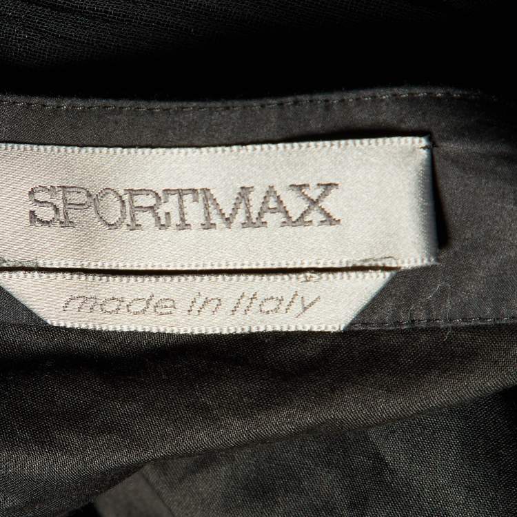 Pre Owned Sportmax Black Cotton Halter Neck Maxi Wrap Dress M