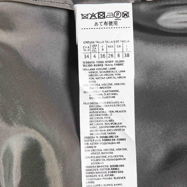 Pre Owned Sportmax Grey Wool Blend Trim Detail Cropped Blazer S
