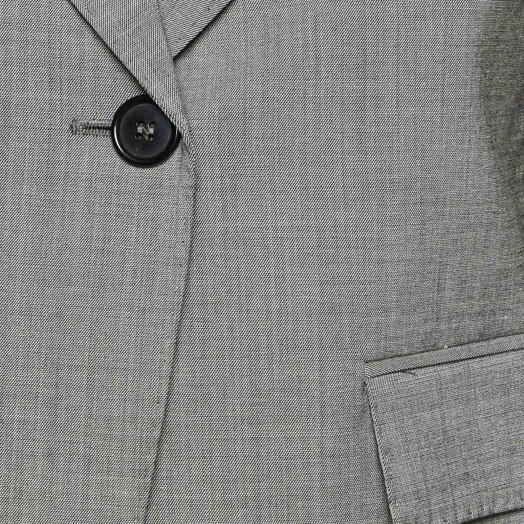 Pre Owned Sportmax Grey Wool Blend Trim Detail Cropped Blazer S