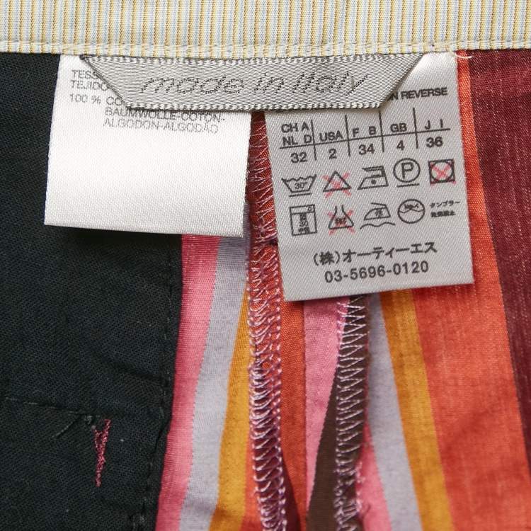 Pre Owned Sportmax Multicolor Striped Cotton Wide-Leg Pants XS