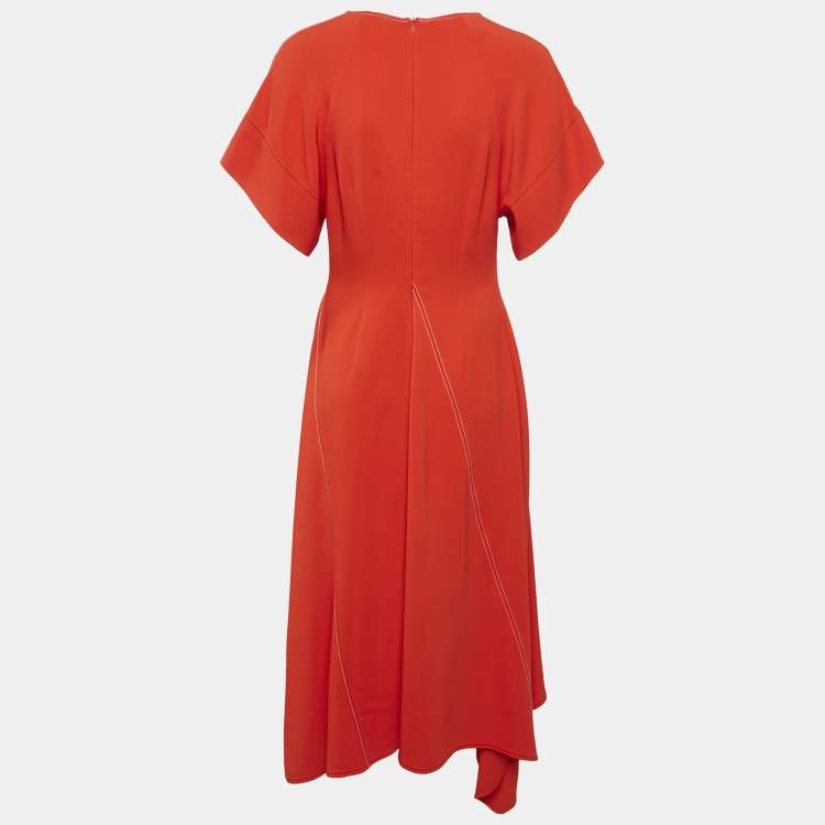 Pre Owned Sportmax Red Crepe Asymmetric Long Dress M