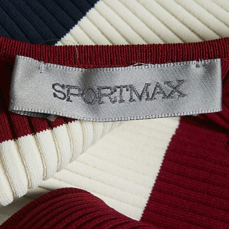 Pre Owned Sportmax Navy Blue/Multicolor Rib Knit Sleeveless S
