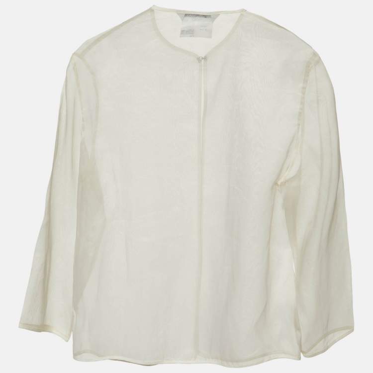 مملوكة مسبقًا Sportmax White Organza Silk Sheer Cardigan S