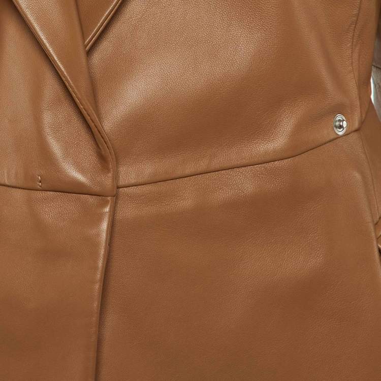 Pre Owned Sportmax Brown Flared Leather Jacket M