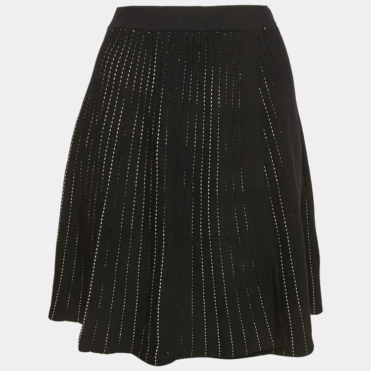 Pre Owned Sportmax Black Knit Pleated Mini Skirt S
