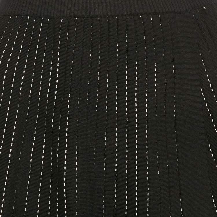 Pre Owned Sportmax Black Knit Pleated Mini Skirt S