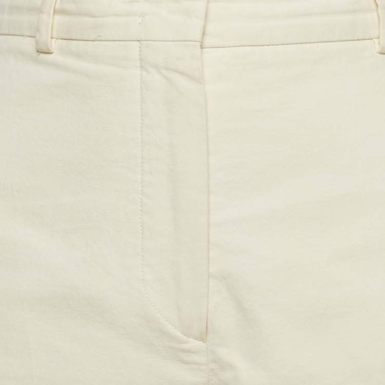 Pre Owned SportsMax Off-White Cotton Wide-Leg Trousers L