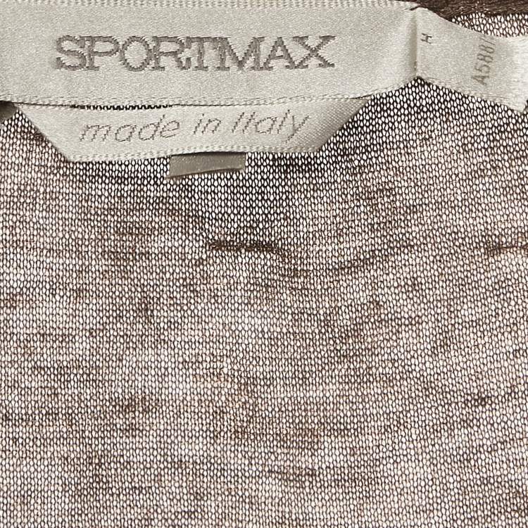 Pre Owned Sportmax Brown Embellished Lurex Knit Long Sleeve Top L 