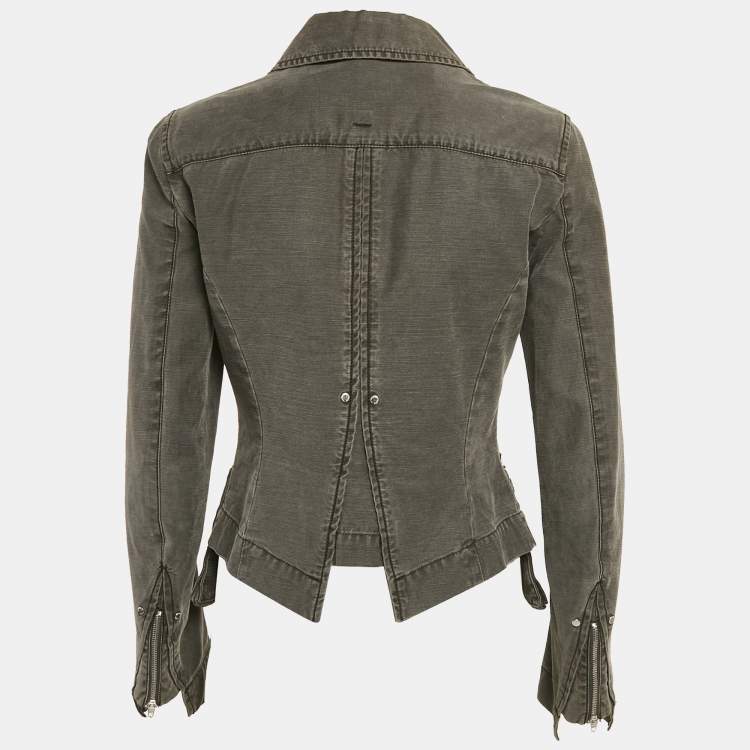Pre Owned Sportmax Dark Grey Denim Zip-Up Jacket M