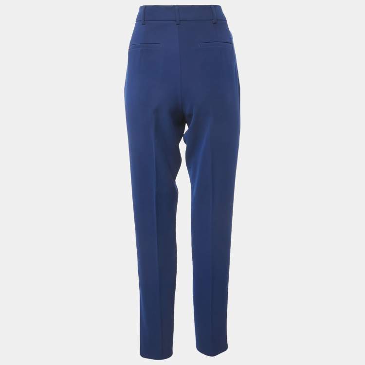 Pre Owned Sportmax Blue Crepe Pleated Trousers S